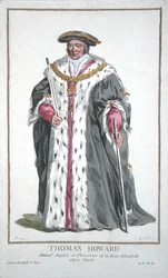 Thomas Howard (1473-1554) Norfolk 3. hercege a Receuil des Estampes-ből, a rangokat és a dignitákat képviselő, az összes létező nemzet viselete szerint, 1780-ban (kézzel festett metszet)