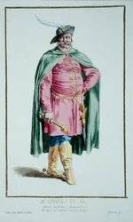 Zabolchii II a „Receuil des Estampes, Representant des Rangs et des Dignites, az összes létező nemzet viselete szerint”, 1780-ban megjelent (kézzel színezett metszet)