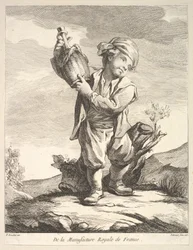 Edényt tartó kisfiú, a M... porcelánjai utáni első ábrakönyvből, 1757.