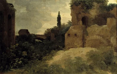 Villa Farnese, római romok Pierre Valenciennes festménye (1750-1819) 18. század V. 0,26x0,4 m