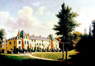 Kilátás a Chateau de Malmaisonra (homlokzat a parkon), 18. század vége-19. század eleje (festmény)