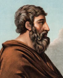 Lycurgue (Lykourgos) mitikus spártai törvényhozó portréja (Kr. e. 9. vagy 8. század). (Spártai Lycurgus) Pierre Michel Alix metszete (1762-1817)