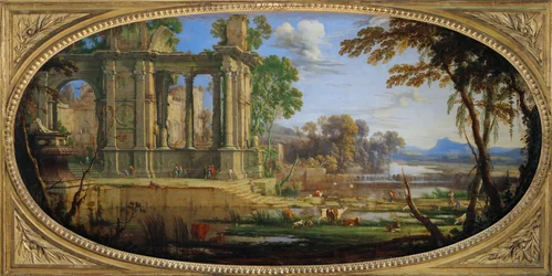 Paysage compose avec ruines antiques - Tájkép antik romokkal ...