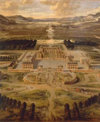 A versailles-i kastély és kertjeinek látképe Pierre Pateltől