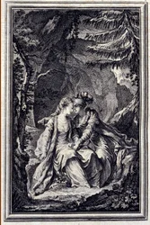 Garbe király menyasszonya – Jean La Fontaine „Mesék és novellák versben” című kötetében. 1776. Illusztráció: P. P. Choffard.