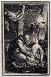 Az ördög a pokolban – Jean La Fontaine „Mesék és novellák versben” című részében. 1776. Illusztráció: P. P. Choffard.