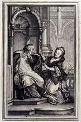 Le Mari gyóntató – Jean La Fontaine „” Mesék és novellák versben” című részében. 1776. Illusztráció: P. P. Choffard.