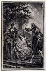 Nicaise – Jean La Fontaine „” Mesék és novellák versben” című részében. 1776. Illusztráció: P. P. Choffard.