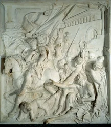 Nagy Sándor (Kr. e. 356-i. e. 323) találkozik a görög filozófussal, a cinikus Diogene-szel (i. e. 413-i. e. 327). ). Párizs, Louvre Múzeum