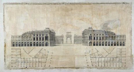 Építészet: "Place Royale projekt Marseille számára, perspektíva a kikötőre és az alaprajzra" 1686 (rajz)