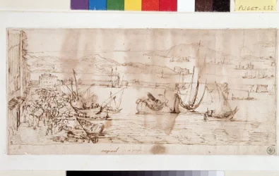 Toulon kikötője és kikötője (tinta papíron és tollal)