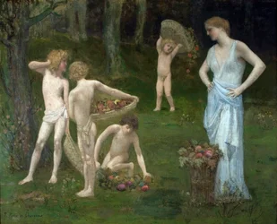 Gyerekek egy gyümölcsösben - Puvis de Chavannes, Pierre Cecil (1824-1898) Gyerekek egy gyümölcsösben - Olaj, vászon c. 1886-1888 A New York-i City College