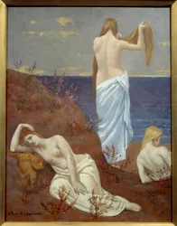 Fiatal lányok a tengerparton, Pierre Puvis de Chavannes (1824-1898) festménye, 1879, olaj, vászon, méret: 0,61 x 0,47 m, Párizs, Musée d