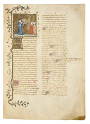 Oldal az angol Bartholomew "The Properties of Things"-ből, Jean Corbechon francia fordításában, 1390 körül