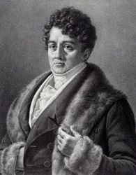 Francois-Joseph (Francois Joseph) Talma (1763-1826), francia színész portréja Pierre Vigneron metszete (1789-1872) 19. századi Párizs, Musee Carnavalet