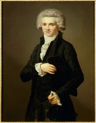 Maximilian portréja Robespierre-től (1758-1794), hagyományosan a harmadik állam képviselőjének ruhájában. Pierre Vigneron festménye (1789-1872) Ec. Fr.