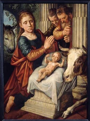 A Pásztorok imádása Pieter Aersten (1508-1570) festménye (ec.holl.) 16. század V. 0,87x0,63 m Rouen, Musee des Beaux Arts