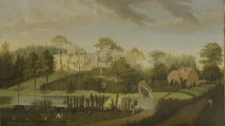 Kilátás a teraszra, amely a csatornán túl a villa oldalára néz, Chiswick Villa (olaj, vászon)