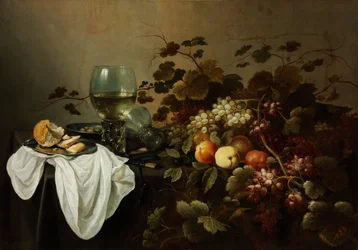 Csendélet gyümölccsel és Roemerrel - Peinture de Pieter Claesz (c. 1597-1660) - 1644 - Olaj, vászon - 104,5x146 - Szepmuveszeti Múzeum, Budapest