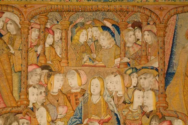 Flamand kárpit. Angyali Üdvözlet. Részlet, 1502-04 körül (arany, ezüst, selyem és gyapjú)