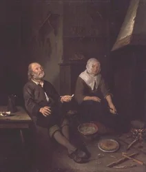 Idős pár a konyhában
