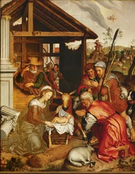 A pásztorok imádása (festmény tölgyfára)