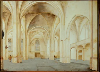 A Szent Cunera templom belseje Rhenenben, Hollandia (olajfestmény)
