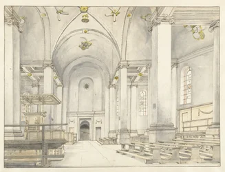 Kilátás a Nieuwe Kerk hajójára, Haarlem, nyugatra nézve
