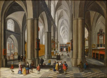 Katedrális belseje figurákkal, 1640-1660