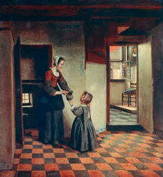 Nő egy gyerekkel a kamrában, c1660