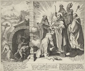 Catharina biddend / Visioen van Catharina / Catharina wordt Dominicanes Scènes uit het leven en wonderen van de Heilige Catharina van Siena (sorozat címe) Idősebb B. Katalin élete, halála és válogatott csodái (...) (sorozat címe)