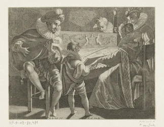 Fáklyafényben zenélő társaság, 1600 körül