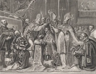 24. tábla: V. Károlyt a pápa császárrá koronázta, William Becanus Serenissimi P... című művéből, 1636.