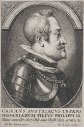 Ausztriai Károly, Spanyolország Infante portréja, profilban jobbra, kb. 1650.