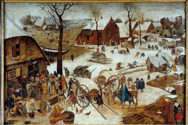 A fillér kifizetése vagy denombrement egy Betlehemi festmény Pieter the Jeune dit Brueghel d