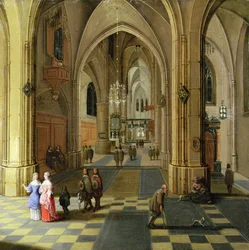 The Interior of a Gothic Cathedral with Two Women in Conversation    1315866   hu       hungarian Successfully Translated  Original: Illustration for Kidnapped (colour litho) Translat: Illustration for Kidnapped (colour litho) 1399022 hu hungarian Successf