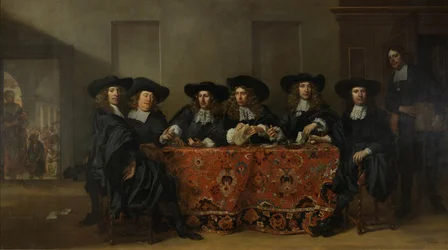 Hat régens és az Oude Zijds Szegényeket Segítő Szabadtéri Intézet házmestere, Amszterdam, 1675