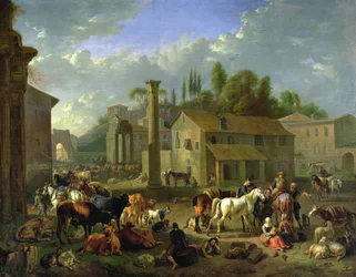 Pihenő katonák egy faluban, 1697 körül (olaj, vászon)