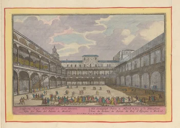 A madridi királyi palota udvara A madridi királyi palota; kiállítva a Binnenplaatsban (cím a tárgyon) Theatrum Hispaniae (...) (sorozat címe)