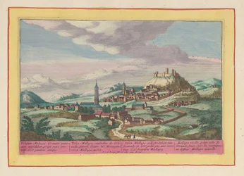 Kilátás a Vélez-Málaga helyről Andalúziában Vélez Mallaga, Granade városa, a hegyekben, nem messze a tengertől, Mallaga alatt (cím a tárgyon) Theatrum Hispaniae (...) (sorozat címe)