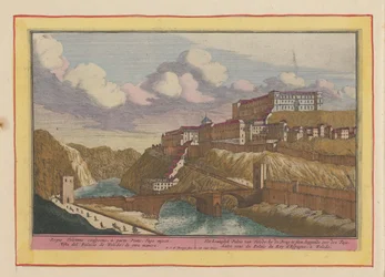Kilátás az Alcazar de Toledo-ra A toledói királyi palota; a hídnál, a Tajo fölött (cím a tárgyon) Theatrum Hispaniae (...) (sorozat címe)
