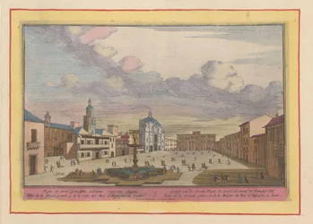 Kilátás a cádizi főtérre Cdix-i Nagy Hely Gesigt, a Koninglyk Hof mellett (cím az objektumon) Theatrum Hispaniae (...) (sorozat címe)