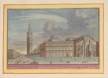 Székesegyház és a Giralda-torony Sevillában Szűzanya templom, Sivilie; magas és vastag Tooren mellett (cím a tárgyon) Theatrum Hispaniae (...) (sorozat címe)