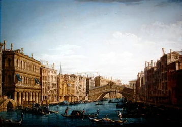 A Canal Grande északra néz a Rialto híd felé (olaj, vászon)