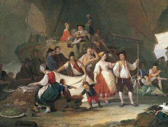 Reggeli a tenger mellett, Pietro Fabbris (1740-1792), részlet