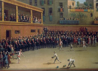 A kézilabda meccs, Pietro Fabris (aktív 1768-1778), Detail, Olaszország