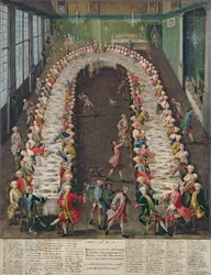 A Casa Naniban rendezett lakoma vendégük, Kelemen Ágost, kölni választófejedelem-érsek tiszteletére, 1755. szeptember 9-én