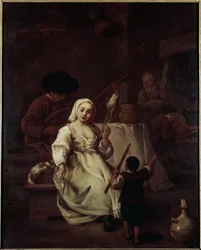 A fonó – Pietro Longhi (1702-1785) festménye, olaj, vászon, 69x49 cm, 1750 körül. Velence, Querini Stampalia Alapítvány