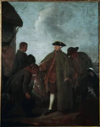 Vadászat a völgyben: a mester érkezése (La caccia in valle: Arrio del padrone) - Pietro Longhi (1702-1785) festménye, olaj, vászon, 62x50 cm