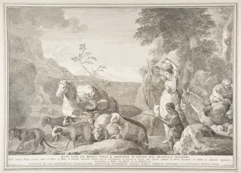 Ézsau és családja megválnak Jákobtól Ézsau feleségeivel, fiaival és szubsztanciáival sepa ..., 1743-63.